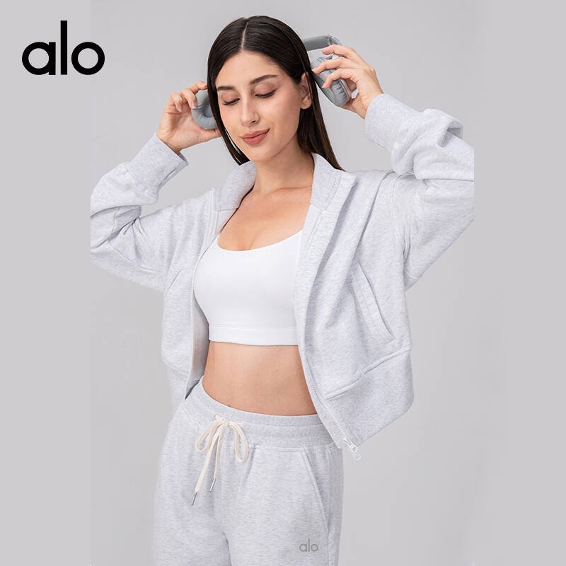 Alo jacket lounge light blue and light heather gray