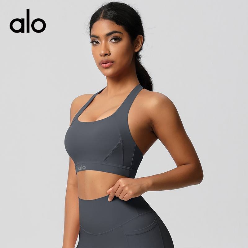 Alo dark grey sports bra | SLANTH YOGA SPORTS